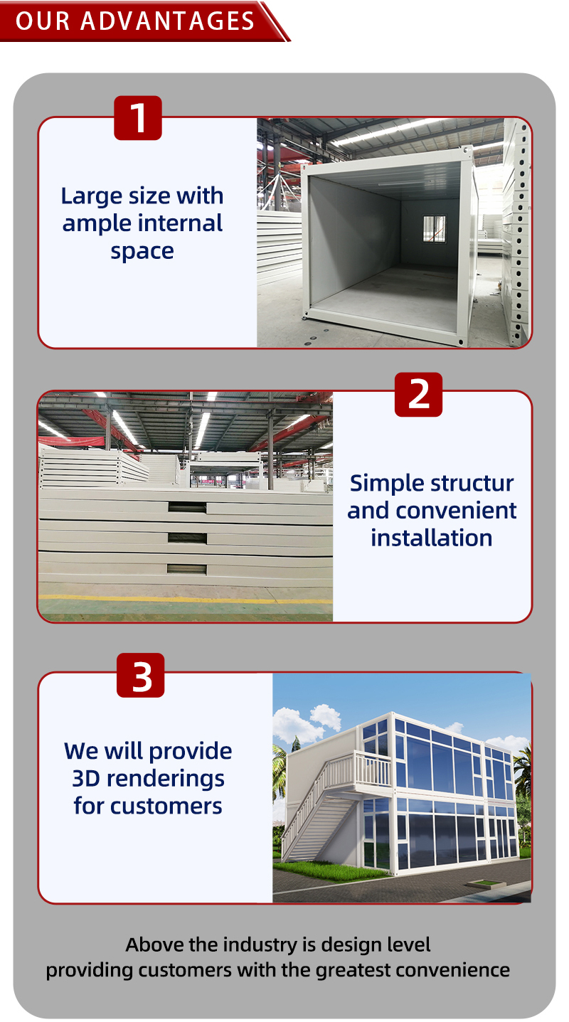 40ft High Cube Steel Modular Homes Insulated Prefab Shipping Container Homes with 5 Rooms