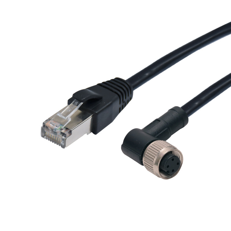 Rigoal Industrial Ethernet Connector M12 Molded 90 Degree Male 9 Pin Connector