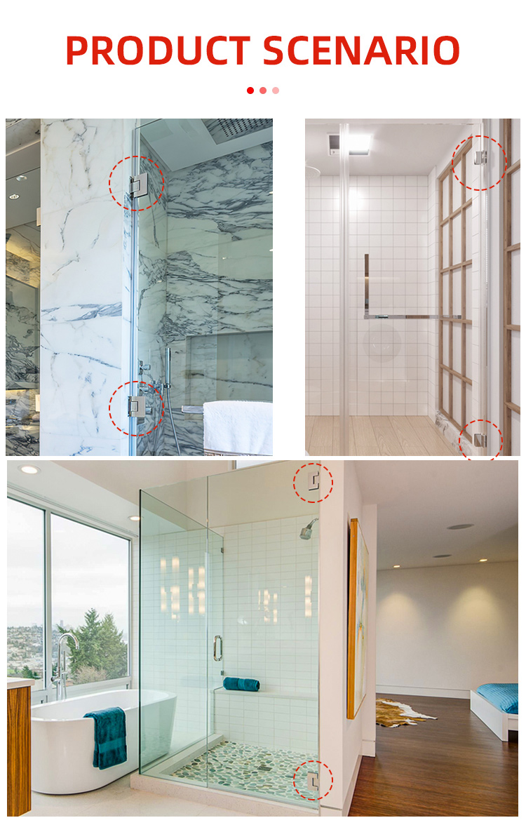 90 Degree Wall To Glass Shower Enclosure Screen Modern Design with Pivoted Door Hinges