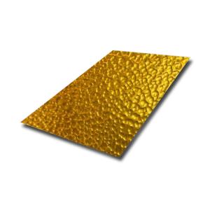 China AISI SUS 304 0.9mm 1mm Thick 1219 mmx2438mm Hammered Finish Gold Stainless Steel Sheet wholesale