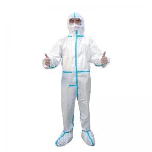 China White Disposable Safety Suit PP / SMS / Microporous Fabric Full Body Suit Anti - Static on sale