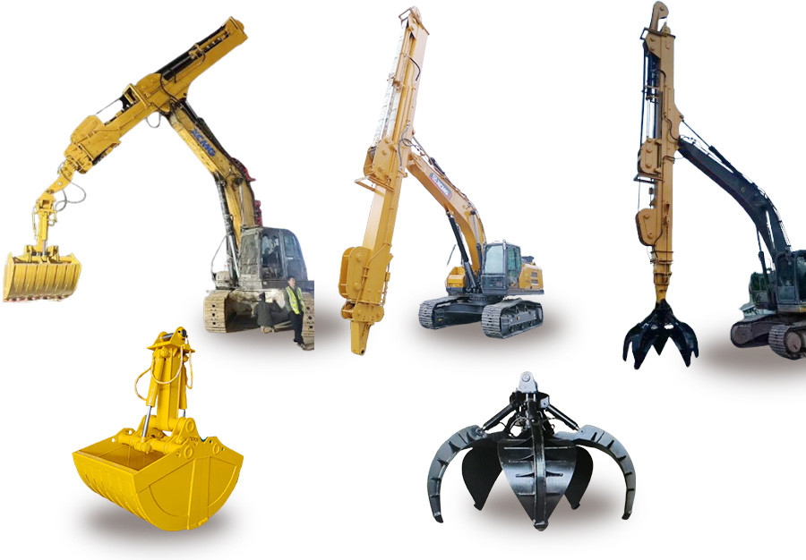 Telescopic Dipper Arm Telescopic Boom With Clamshell Bucket For Construction Work