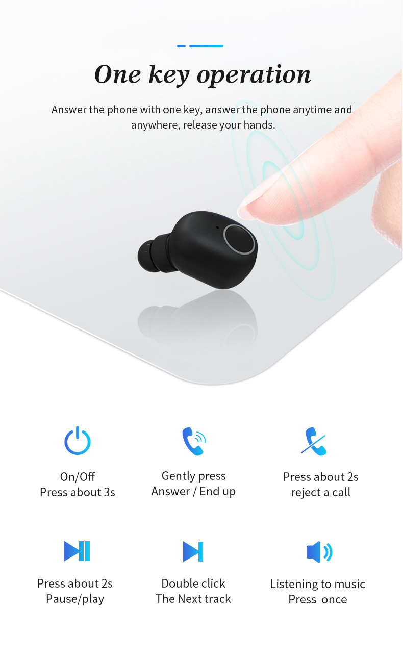 Sweatproof Bluetooth 5.0 Earphone 3D Stereo Sound tws Wireless earbuds earphone with 400mAh Charging Box
