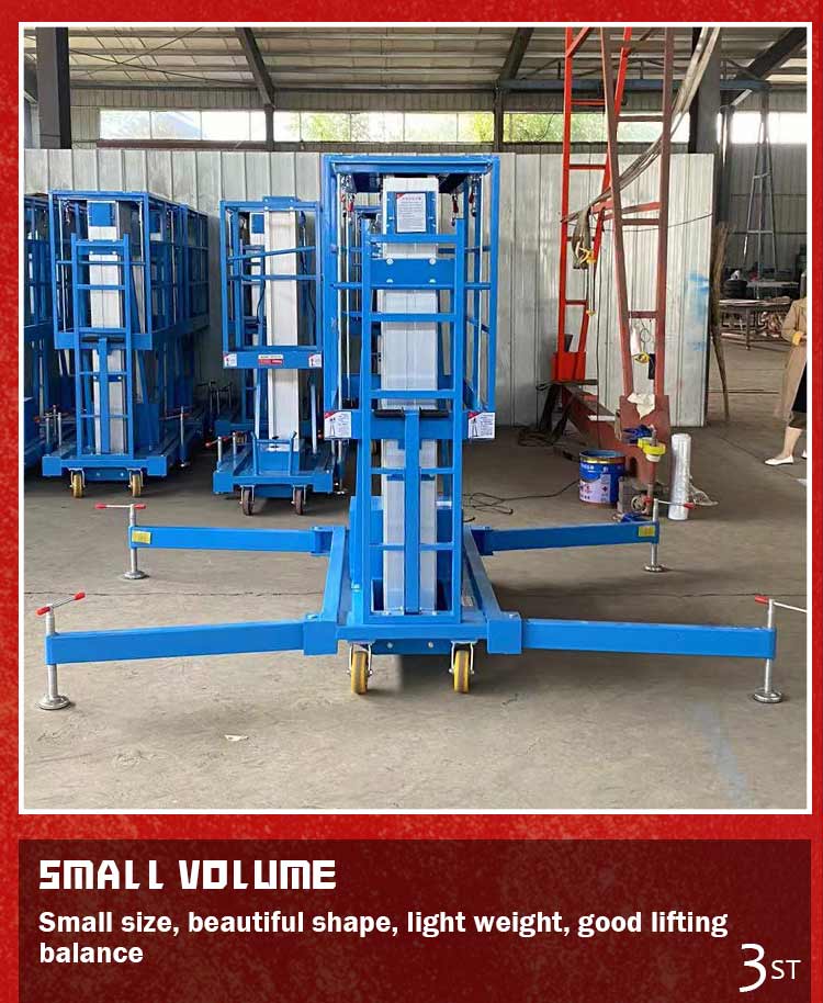 Mobile Push Around Personal Lift Vertical Mast Lift Manual Electric 4m 150kgs Portable One Man Lift for Sale
