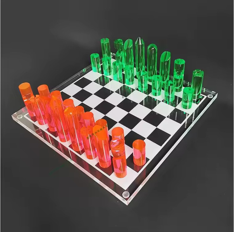 30x 30cm Acrylic Chess Board Set Modern Tabletop Lucite Chess Set For Adults And Kids