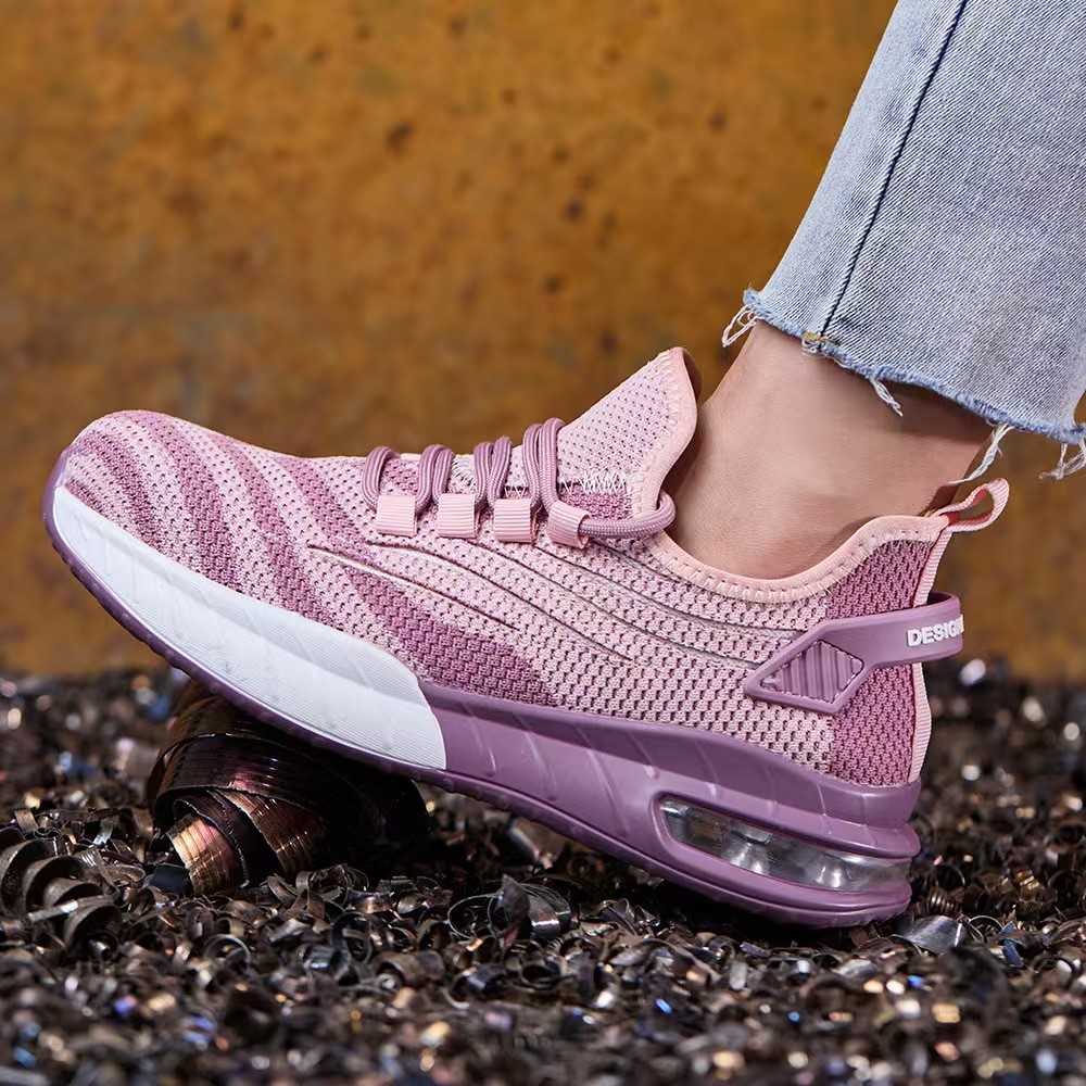 Pink Office Steel Toe Shoes Slip Resistant Sport Shoes For Women