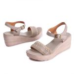 S009 2020 summer new retro leather women's open toe sandals handmade knitted