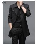 Men's Jackets Fashion Windproof Casual Slim Fit Windbreaker Long Coat With Suit