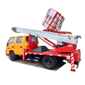 Truck Mounted Telescopic Ladder Truck for House Building Goods Lift and Download (House Furniture Moving Cherry Picker Hydraulic 28 M Aerial Platform Ladder)