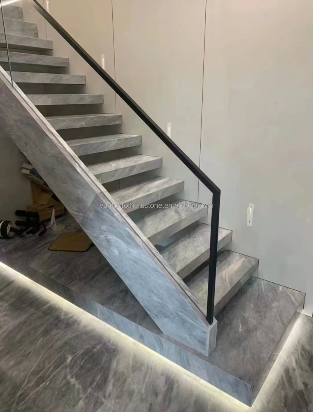 Popular Space Grey Marble Big Slab for Modern Light Gray Stairs in House and Hotel