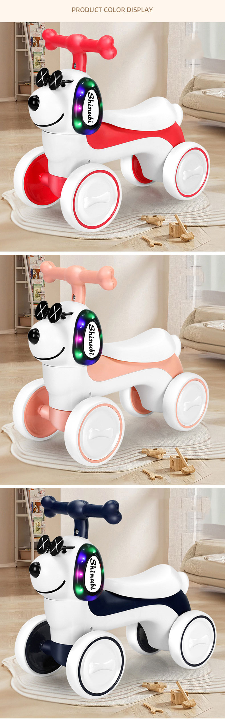 First Birthday Baby Balance Bikes Seat for 1 Year Old 52*19*40cm White Toddler Riding Toy