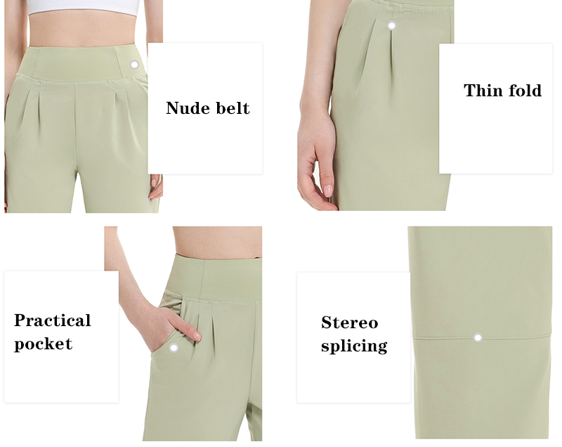 Casual Straight Nylon Pocket Yoga Pants Nude Sports Leggings