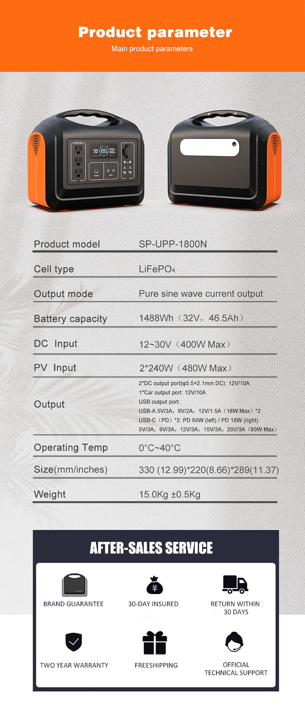 EU 1800W Outdoor Solar Portable Power Station For Camping With Panel