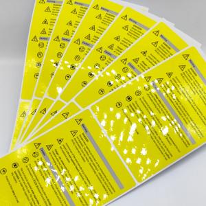 China Matte Adhesive Anti Static Label CMYK Caution Industrial Sticker Paper wholesale
