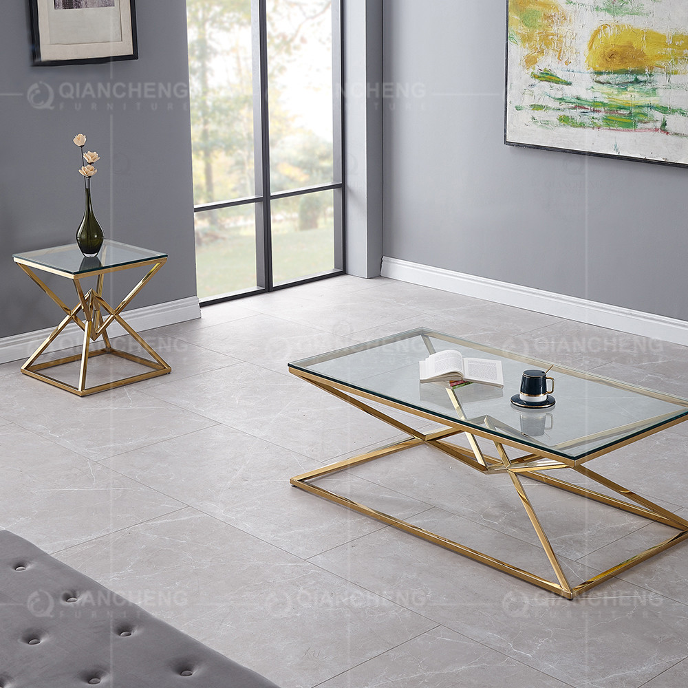 Glass Top 200x45x45cm Stainless Steel TV Stand For Living Home