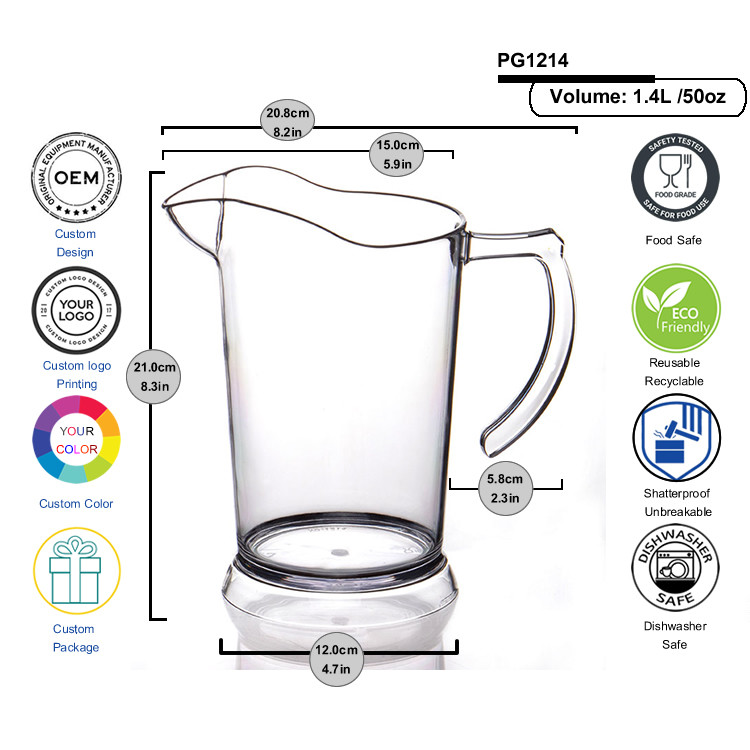 Food Grade BPA Free Plastic Beer Pitcher Stackable Plastic Beer Jug For Bar
