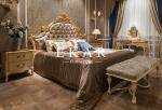 Royal Leather High Headboard King Size Frame Wood Hand Carving Bed