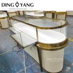 Professional Jewellery Counter Showcase with Hairline Gold and Matte Beige