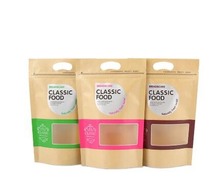 Custom food grade brown kraft aluminum foil zipper bag ,paper bags for packing food