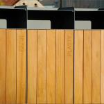 Outdoor steel dust Trash bin Metal wooden recycling bin commercial trash can