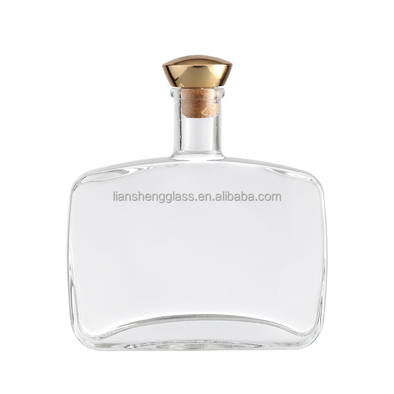 Custom Size Accepted Liquor Square Cube Glass Bottle 200ml 300ml 500ml 750ml with Cap