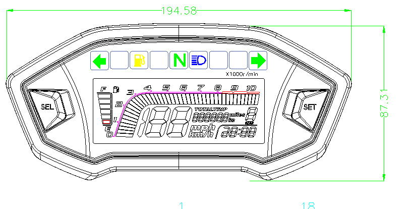LCD Motorcycle Meter