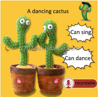 32cm Funny Cute Electric Luminous Music Talking Singing Plant Soft Plush Stuffed Dancing Cactus Toy