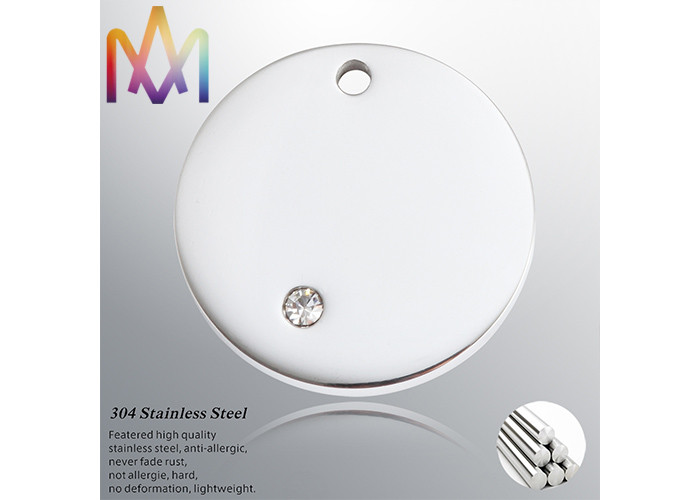 18mm Diameter Round Disc Charm With Diamond
