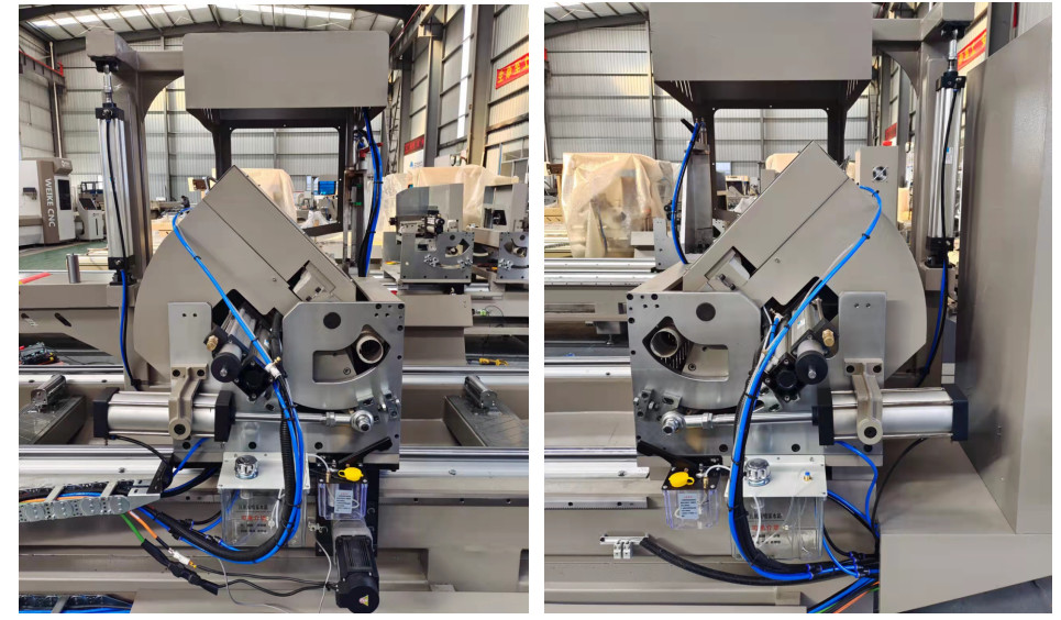 Digital Display Double Head Mitre Saw With 600mm diameter saw blade cutting 45 and 90 degree