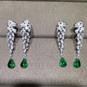 China 18K White Gold Diamond Earrings , Panthere Earrings With Onyx wholesale