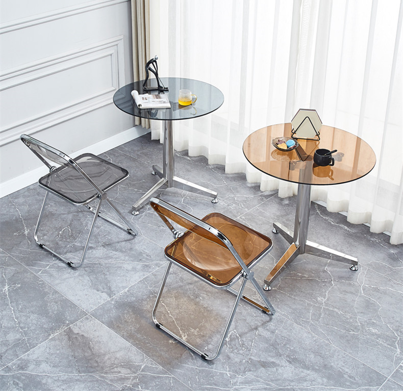 Pub Small Bistro Glass Table And Chairs Set 4 Seater Crystal Acrylic Folding