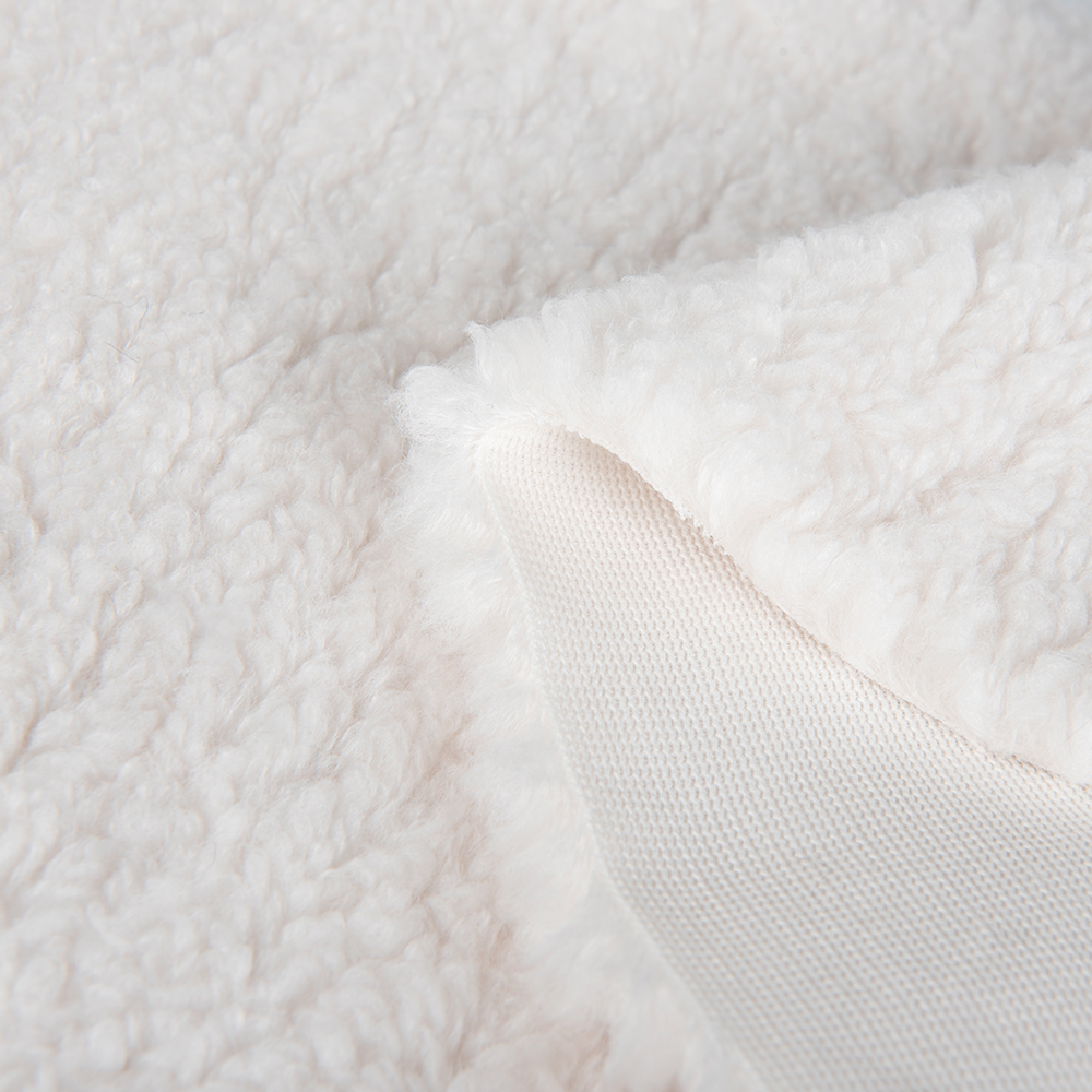 Soft Shell Fabric Winter Coat with Knitted Design and Suede Bonded Teddy Sherpa Faux Fur
