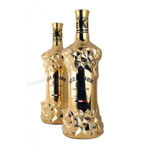 China Ice Cube 200ml 1000ml Vodka Bottle Golden Electroplating Vacuum Golden Coating wholesale