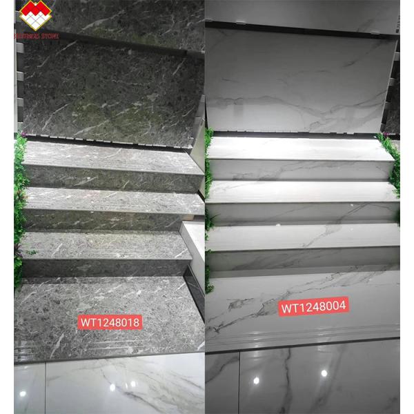 Modern Design Glazed Polished Porcelain Stair Tiles Prices Stone Imitation Texture
