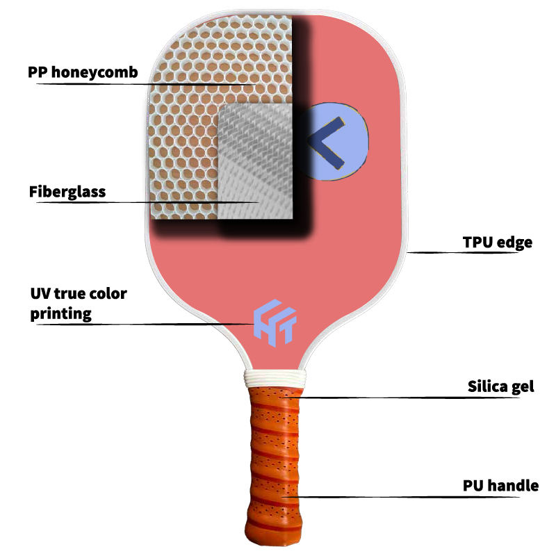 High Rebound Fiberglass Pickleball Paddles Custom With Honeycomb Core