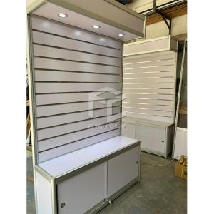 China Freestanding Slatwall Display Stand 20mm MDF Slatwall Wood Shelves wholesale