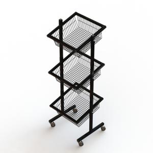 China Iron Wire Grocery Display Stands With Wheels Knockdown Structure wholesale