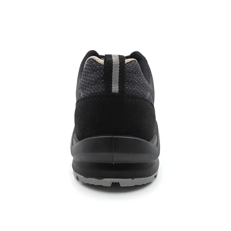 Black Steel Toe Work Shoes Fly Knit / Anti Smashing Safety Shoes