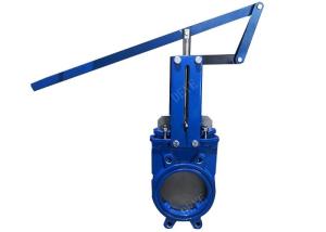 China PN10 PN16 Cast Iron Knife Gate Valve With Arm Operated wholesale