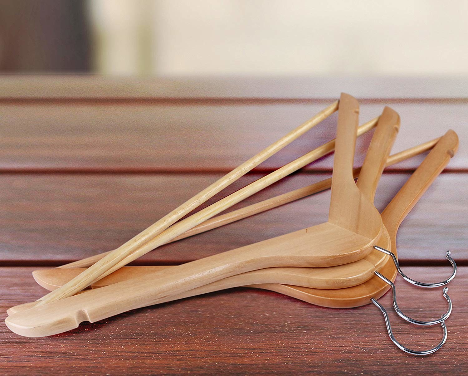 handcrafted Wooden Suit Hangers Smooth Finish Solid Wood Coat Hanger