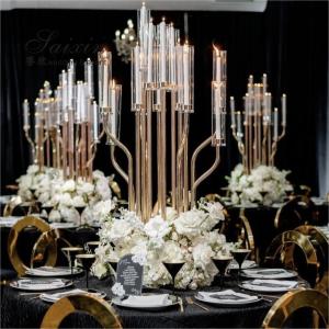 China ZT-586 New tall 17arms wedding candelabra centerpieces gold candle holders wholesale