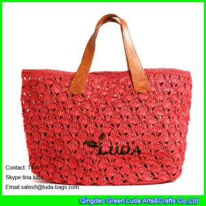 China LUDA red handbags wholesale raffia bags crochet straw beach handbags wholesale