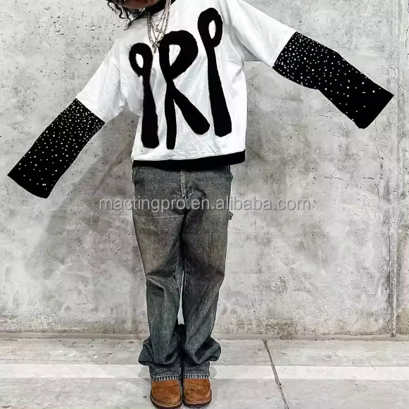 Support Customized Logo Embroidery Applique Patch Boxy Cropped Graphic T-Shirt for Men