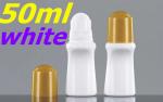 Empty 50ml Essential Oil Cosmetic Plastic HDPE Roller Bottle White Deodorant
