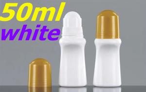 China Empty 50ml Essential Oil Cosmetic Plastic HDPE Roller Bottle White Deodorant Roll on Bottles wholesale