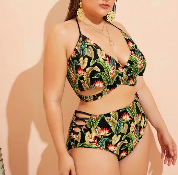 2019 New Plus SizeTwo piece Swimsuit Women Push up