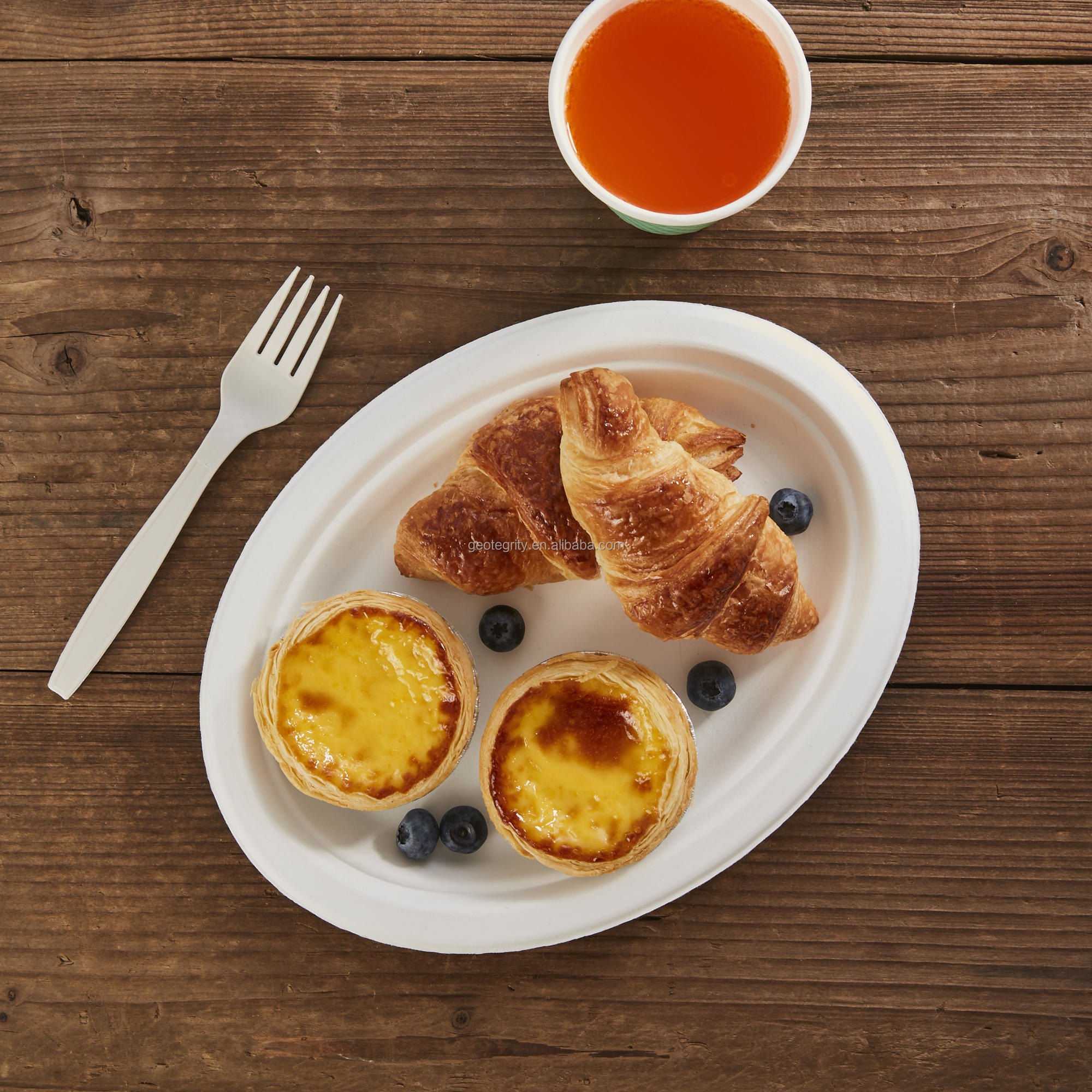 PFAS Free Disposable Eco-friendly Sugarcane Bagasse Large Oval Pulp Plates
