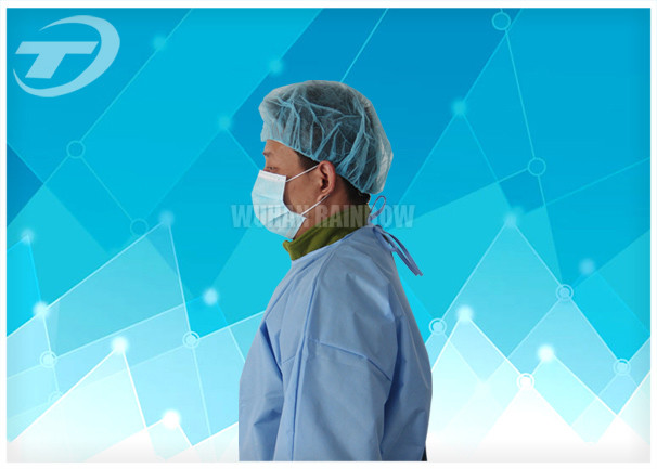 PP Nonwoven Medical Disposable Hospital Gowns With Tie / Magic Stick
