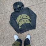 High Weight Cotton Custom Embroidered Hoodies in Vintage Distressed Style for