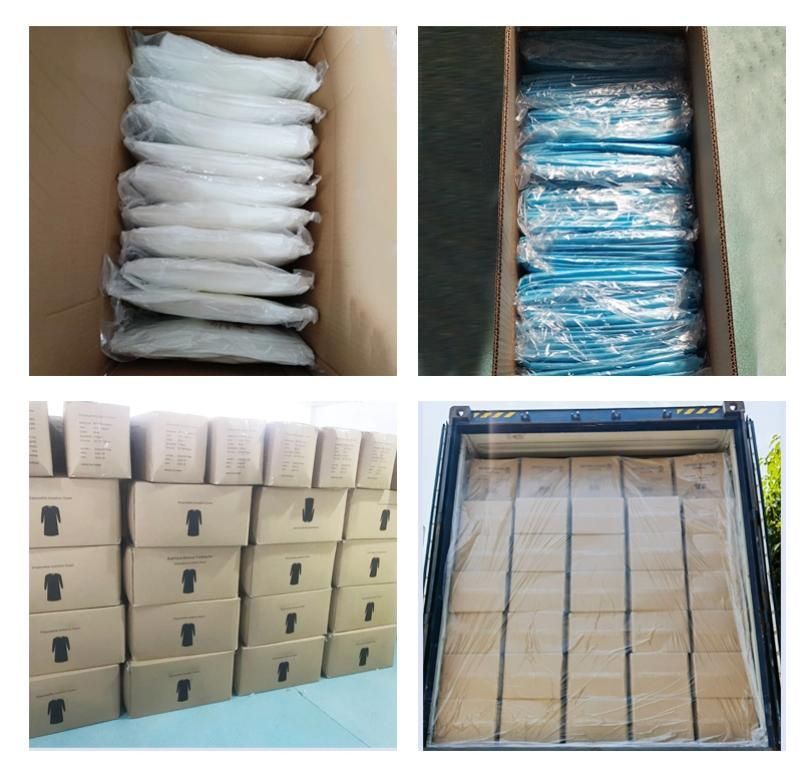 ISO CE Certificated Breathable Waterproof Nonwoven Disposable Non Eo Sterile Medical Lab Coat with Pockets Knitted Collar and Cuffs